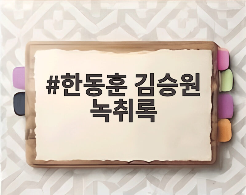 한동훈 김승원 녹취록 연일 공개 민주당 반발 속 진실은 1 한동훈 김승원 녹취록