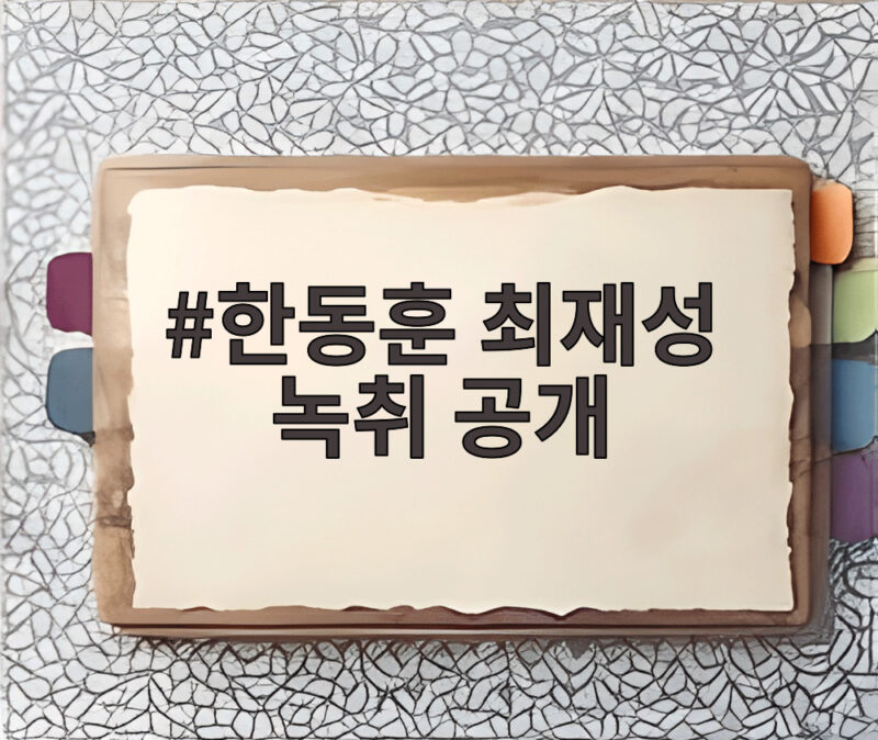 한동훈 최재성 녹취 공개, 민주당 오빠들의 우연한 만남 뒤 진실 1 한동훈 최재성 녹취 공개