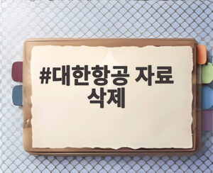 대한항공 자료 삭제