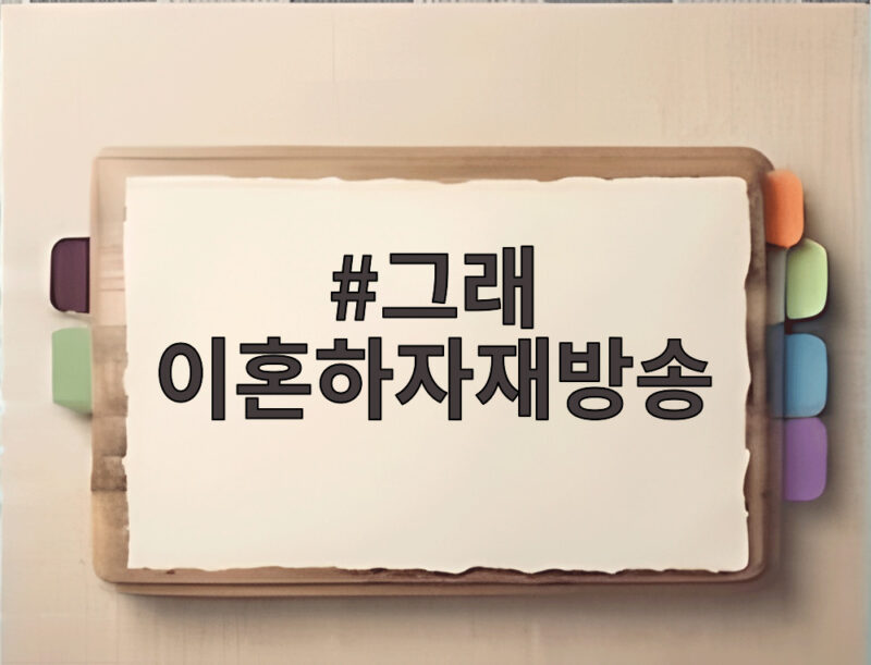 그래 이혼하자재방송 일정과 OTT 다시보기 방법 총정리 1 그래 이혼하자재방송