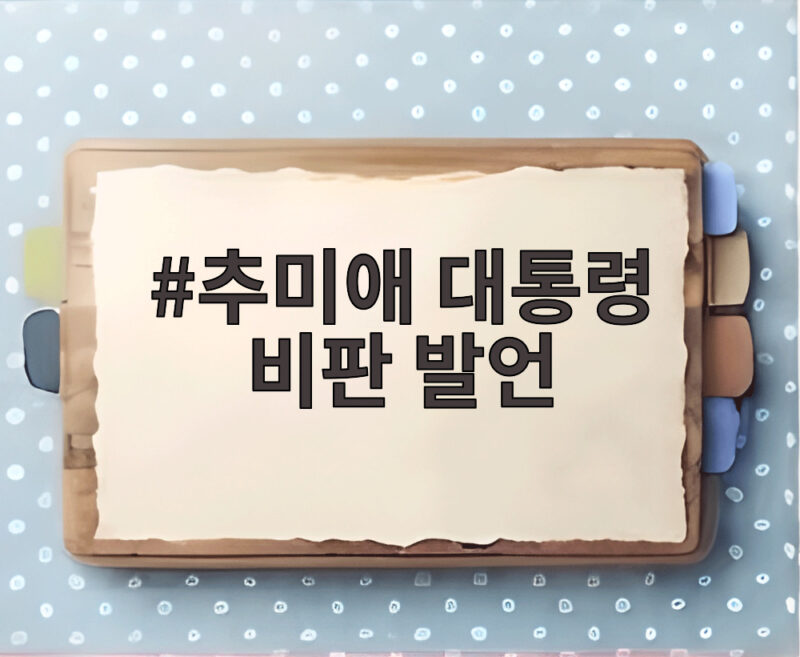 추미애 대통령 비판 발언