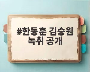 한동훈 김승원 녹취 공개