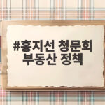 홍지선 청문회 부동산 정책