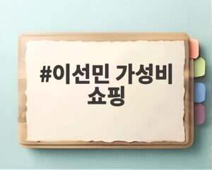 이선민 가성비 쇼핑