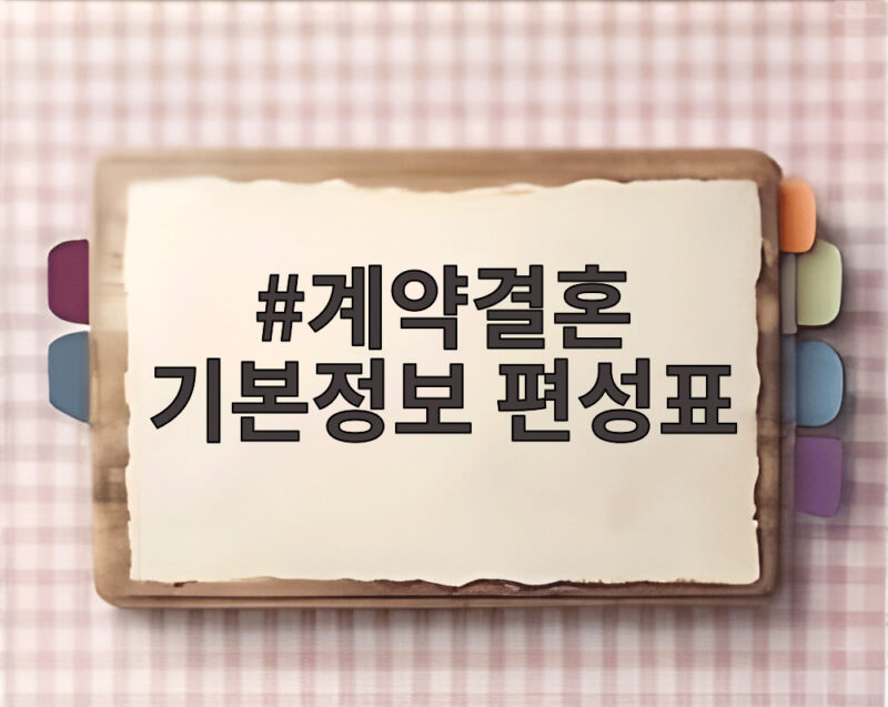 계약결혼 기본정보 편성표