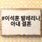 이석훈 발레리나 아내 결혼
