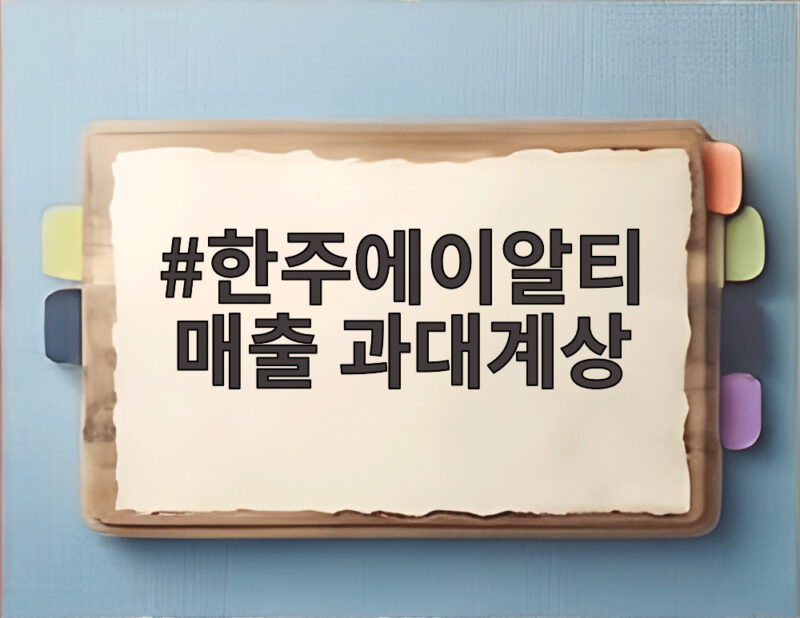한주에이알티 매출 과대계상 258억 사건 전부 정리 1 한주에이알티 매출 과대계상
