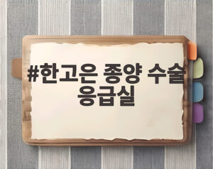 한고은 종양 수술 응급실