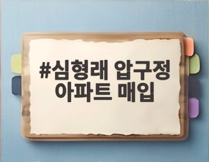 심형래 압구정 아파트 매입