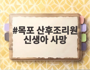 목포 산후조리원 신생아 사망