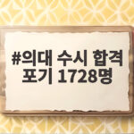 의대 수시 합격 포기 1728명 왜 이렇게 많았을까 의대 수시 합격 포기 1728명