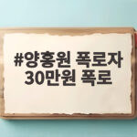 양홍원 폭로자 30만원 폭로 자백과 반박 사건 총정리 양홍원 폭로자 30만원 폭로