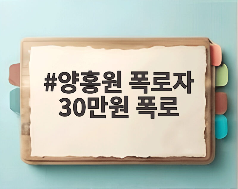 양홍원 폭로자 30만원 폭로