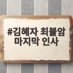 김혜자 최불암 마지막 인사