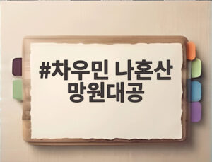 차우민 나혼산 망원대공